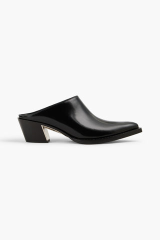 3.1 PHILLIP LIM DOWNTOWN GLOSSED-LEATHER MULES - Size 41