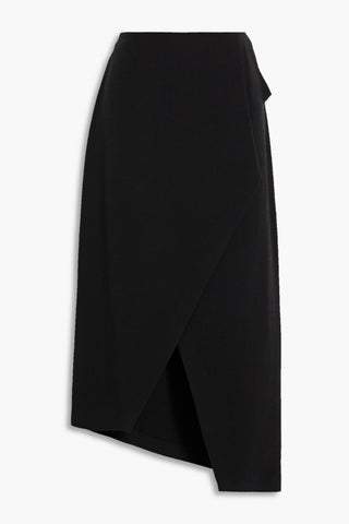 IRO JELENA WRAP-EFFECT GRAIN DE POUDRE MIDI SKIRT - Size 34