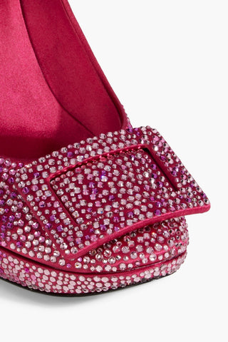 ROGER VIVIER CRYSTAL-EMBELLISHED SATIN PUMPS - Size 37.5