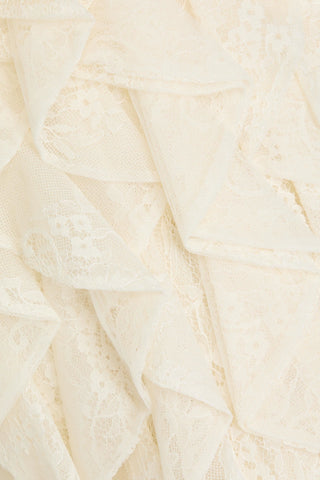ALICE + OLIVIA WILMARIE CRYSTAL-EMBELLISHED RUFFLED CORDED LACE MINI DRESS - Size 8