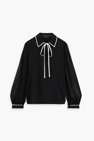ALICE + OLIVIA ROANNE SILK CREPE DE CHINE AND CHIFFON BLOUSE - Size M
