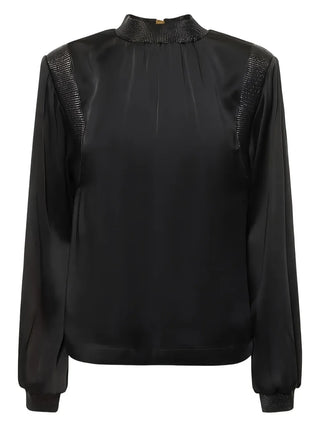 Tom Ford Tom Ford Satin High-Neck Blouse with Embossed Panels