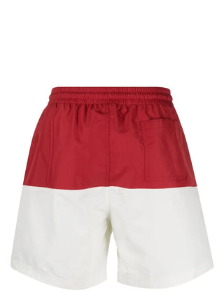 Brunello Cucinelli Color-Block Logo-Embroidered Drawstring Swim Trunks
