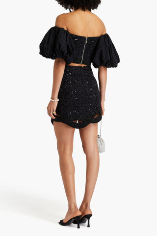 AJE. NEW CATARA OFF-THE-SHOULDER CROPPED EMBELLISHED COTTON-POPLIN TOP - Size 4