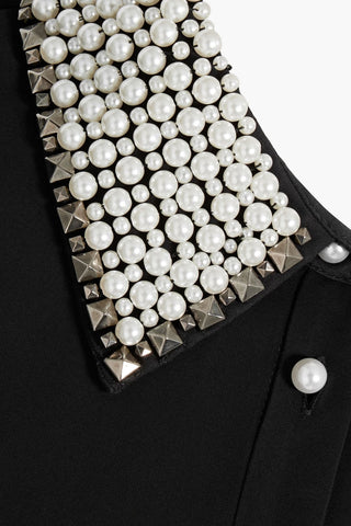 ALICE + OLIVIA MEEKO EMBELLISHED TWILL MINI SHIRT DRESS - Size 0