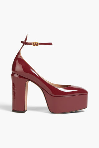 VALENTINO GARAVANI TAN-GO PATENT-LEATHER PLATFORM PUMPS - Size 37