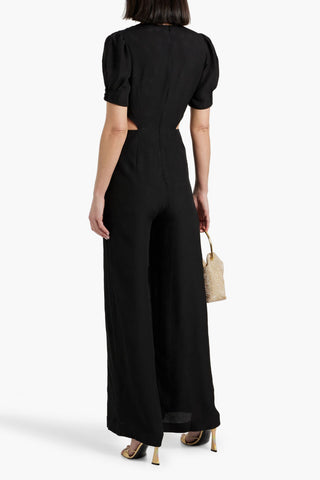 SALONI LEA CUTOUT SILK-JACQUARD WIDE-LEG JUMPSUIT - Size 6