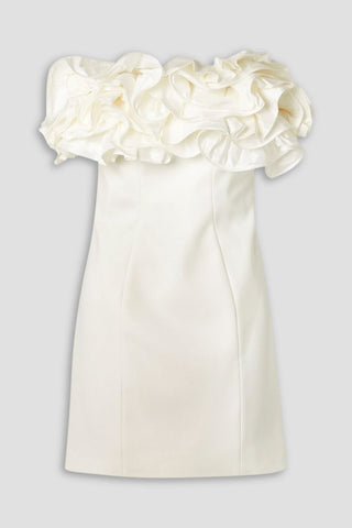 CAROLINA HERRERA STRAPLESS RUFFLED CREPE MINI DRESS - Size 4