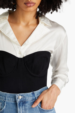 E.L.V. DENIM X THE OUTNET THE CORSET CROPPED DENIM BUSTIER TOP - Size 8