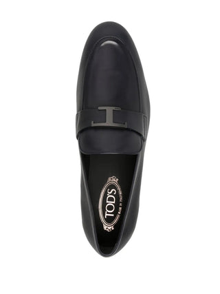 Tods Smooth Leather T-Bar Loafers in Blue