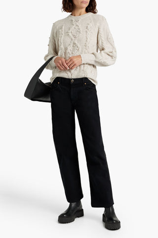 AUTUMN CASHMERE POMPOM-EMBELLISHED CABLE-KNIT CASHMERE SWEATER - Size S