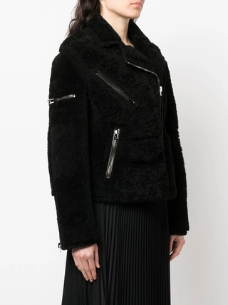 Tom Ford Curly Shearling Asymmetrical Zip Biker Jacket