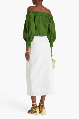ALICE + OLIVIA NAN OFF-THE SHOULDER LACE AND COTTON TOP - Size S