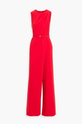 MAX MARA SONDRIO BELTED CREPE WIDE-LEG JUMPSUIT - Size 42