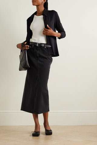 LOULOU STUDIO RONA DENIM MIDI SKIRT - Size S