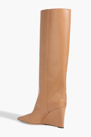 JIMMY CHOO BLAKE 85 LEATHER WEDGE KNEE BOOTS - Size 39