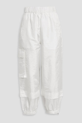 TIBI CROPPED CRINKLED-SHELL TAPERED PANTS - Size S