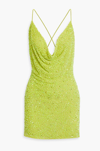 RETROFÊTE MICH DRAPED EMBELLISHED TULLE MINI DRESS - Size XS