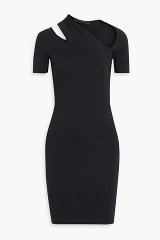 HELMUT LANG CUTOUT STRETCH COTTON AND MODAL-BLEND JERSEY MINI DRESS - Size XS