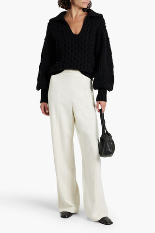 LOULOU STUDIO RAMMU CABLE-KNIT WOOL AND CASHMERE-BLEND POLO SWEATER - Size M