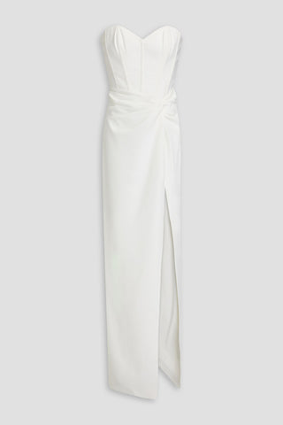 MARCHESA NOTTE STRAPLESS TWISTED STRETCH-CREPE MAXI DRESS - Size 6