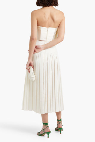 SIMKHAI KIRSTEN CROPPED RUFFLED SILK-ORGANZA AND SATIN-TWILL BUSTIER TOP - Size 4