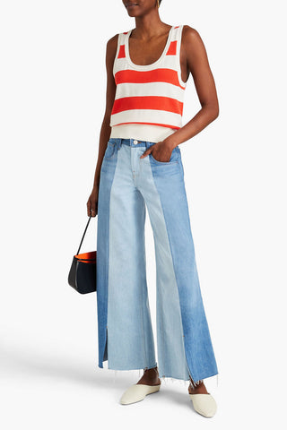 FRAME SPLIT SEAM TWO-TONE HIGH-RISE WIDE-LEG JEANS - Size 26
