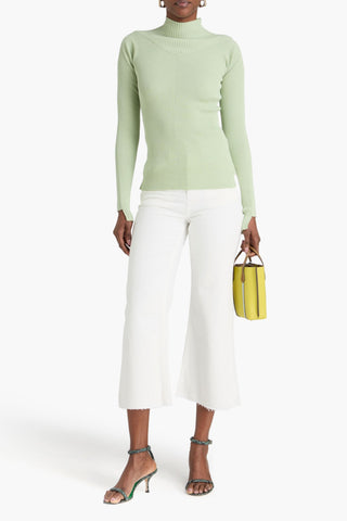 VICTORIA BECKHAM RIBBED COTTON-BLEND TURTLENECK TOP - Size M