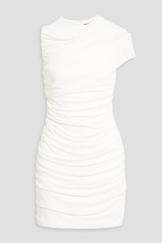 HALSTON SARINA RUCHED STRETCH-JERSEY MINI DRESS - Size 12