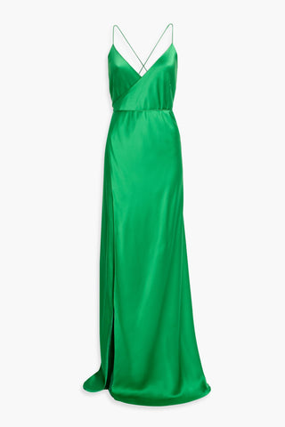 MICHELLE MASON SILK-SATIN WRAP GOWN - Size 4