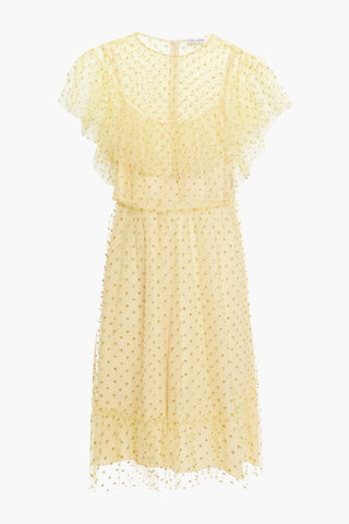VALENTINO RUFFLED GLITTERED TULLE DRESS - Size 40