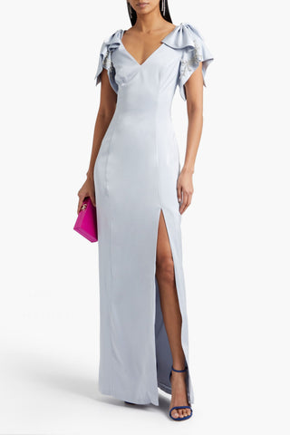 MARCHESA NOTTE EMBELLISHED SATIN-CREPE GOWN - Size 2