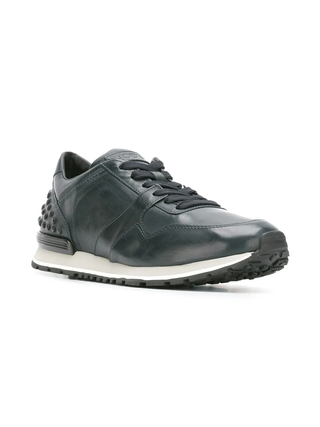 Tods Leather Low-Top Sneakers with Gommino Pebbles Blue