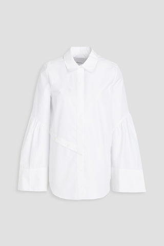 3.1 PHILLIP LIM BUTTON-DETAILED COTTON-BLEND POPLIN SHIRT - Size 2