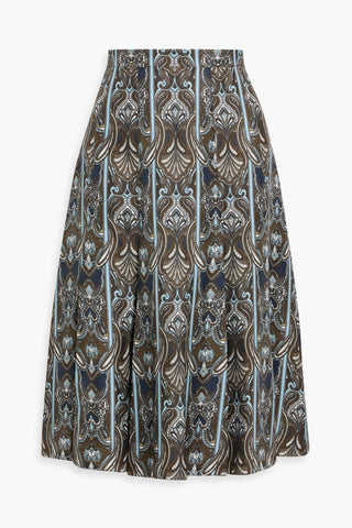EMILIA WICKSTEAD PLEATED PAISLEY-PRINT SILK-TWILL SKIRT - Size 10