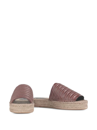 Brunello Cucinelli Padded Leather Ribbed Espadrille Slide Sandals