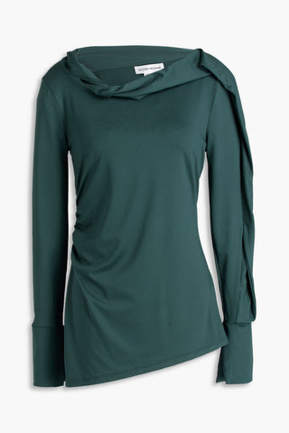 VICTORIA BECKHAM TWISTED CUTOUT STRETCH-JERSEY TOP - Size 10