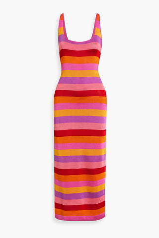 CAROLINA HERRERA STRIPED KNITTED MIDI DRESS - Size M
