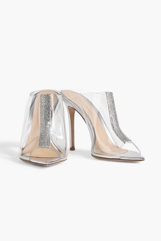 GIANVITO ROSSI SIGMA 105 CRYSTAL-EMBELLISHED PVC MULES - Size 40