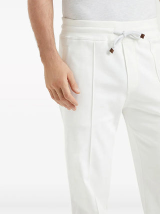 Brunello Cucinelli Cotton Drawstring Joggers with Vertical Seam Detail