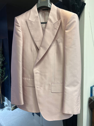 Tom Ford Cotton-Blend Silk Peak Lapel Single-Breasted Blazer Pink