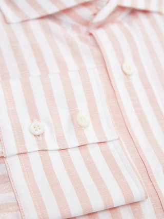 Brunello Cucinelli Cotton Striped Spread-Collar Dress Shirt White Orange