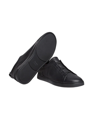 Zegna Pebbled Leather Low-Top Slip-On Sneakers