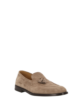 Brunello Cucinelli Suede Tassel Loafers Taupe