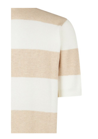 Brunello Cucinelli Textured Striped Knit Polo Shirt in Sand