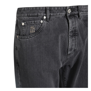 Brunello Cucinelli Washed Denim Regular Fit Jeans Medium Grey