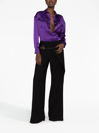 Tom Ford Crepe Cut-Out Wrap Wide-Leg Pants