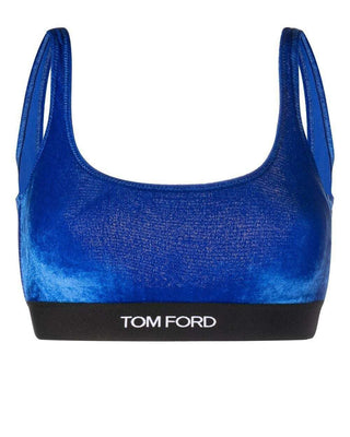 Tom Ford Velvet Logo Band Bralette Blue