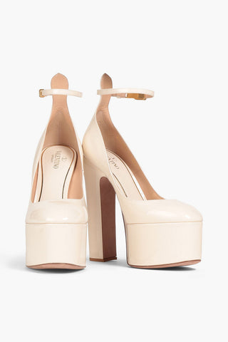 VALENTINO GARAVANI TAN-GO PATENT-LEATHER PLATFORM PUMPS - Size 38