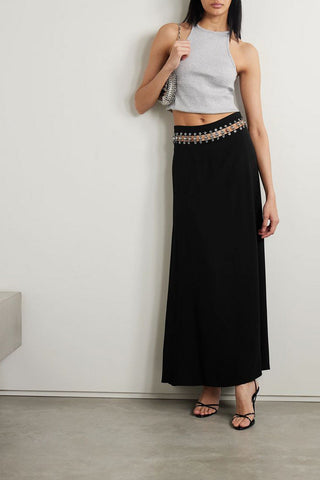 RABANNE CUTOUT EMBELLISHED CADY MAXI SKIRT - Size 38